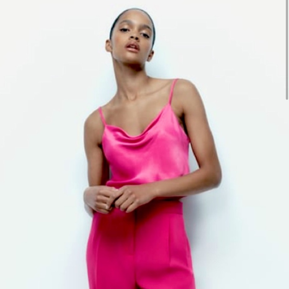 Zara fuscia satin top new with tags size small